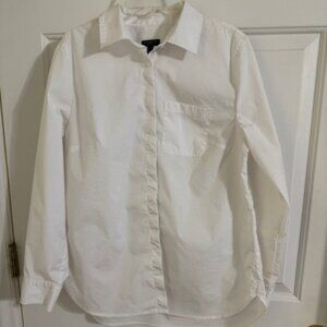 Talbots White Button Down Shirt Stretch Cotton Blend Minimalist Classic MP